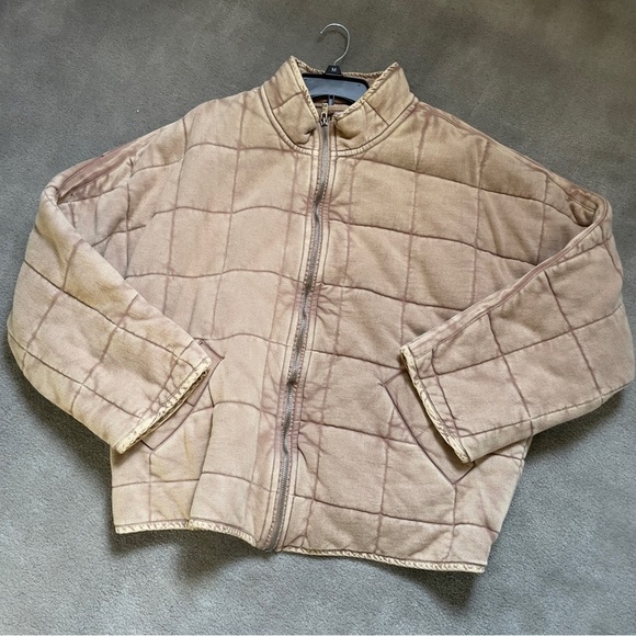 Free People Oversized Quilted Dolman Bomber Jacket Champagne Tan Large - Picture 4 of 16